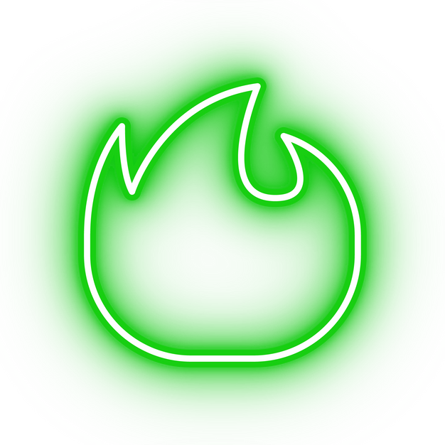 Neon green fire icon