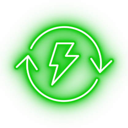 Neon green reusable energy icon
